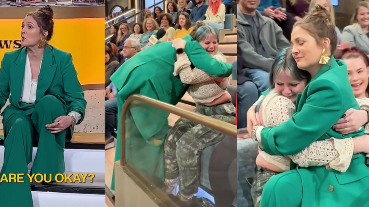 TikTok screenshots of Drew Barrymore and fan