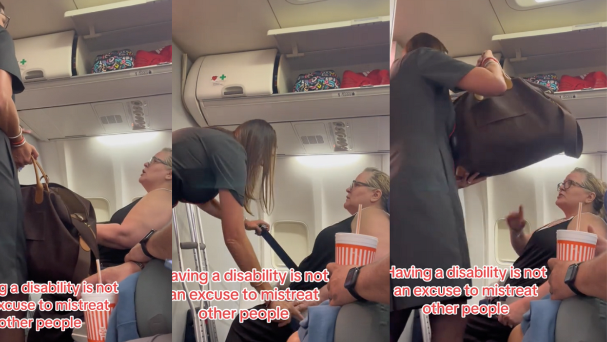 TikTok screenshots of flight attendant and passenger
