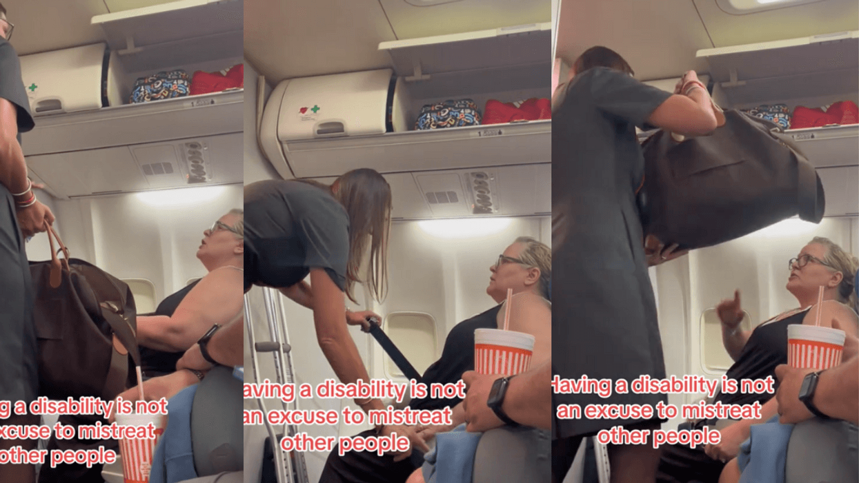 TikTok screenshots of flight attendant and passenger