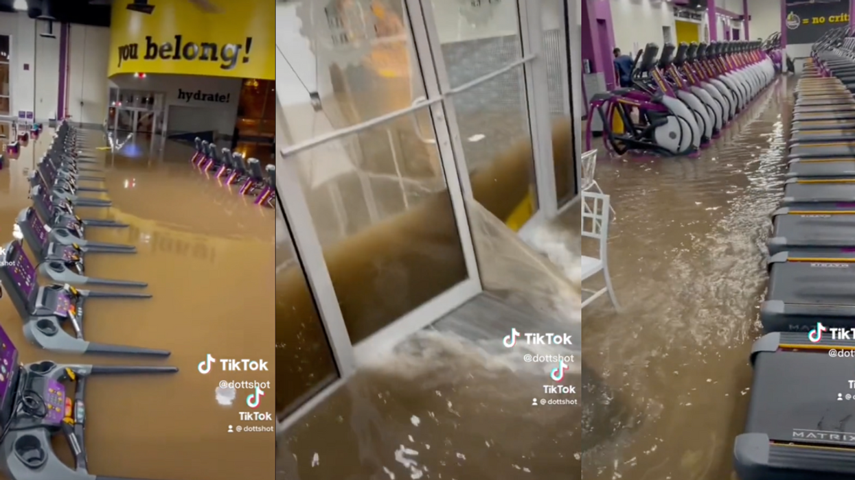 TikTok screenshots of flooded gym