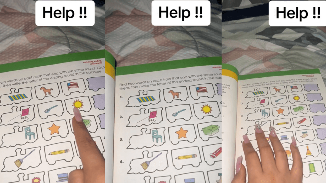 TikTok screenshots of kindergarten workbook