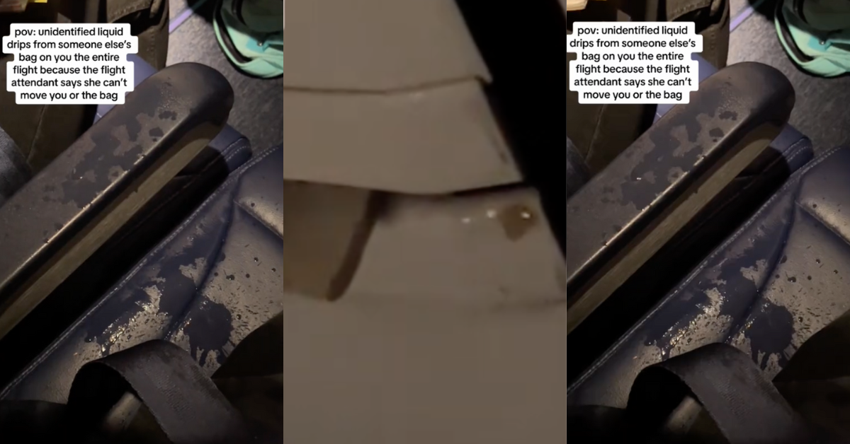 TikTok screenshots of liquid dripping on seat