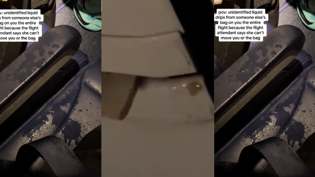 TikTok screenshots of liquid dripping on seat