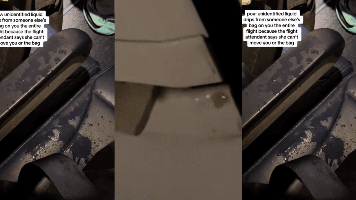 TikTok screenshots of liquid dripping on seat