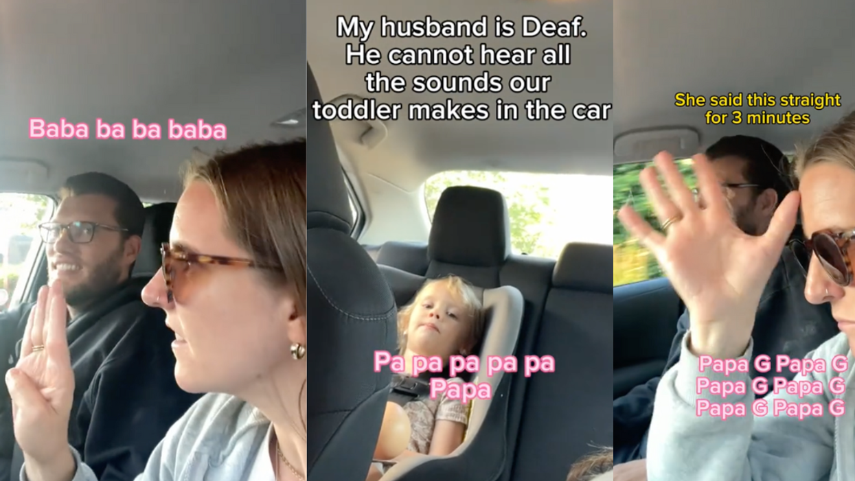 TikTok screenshots of mom signing toddler's babbling