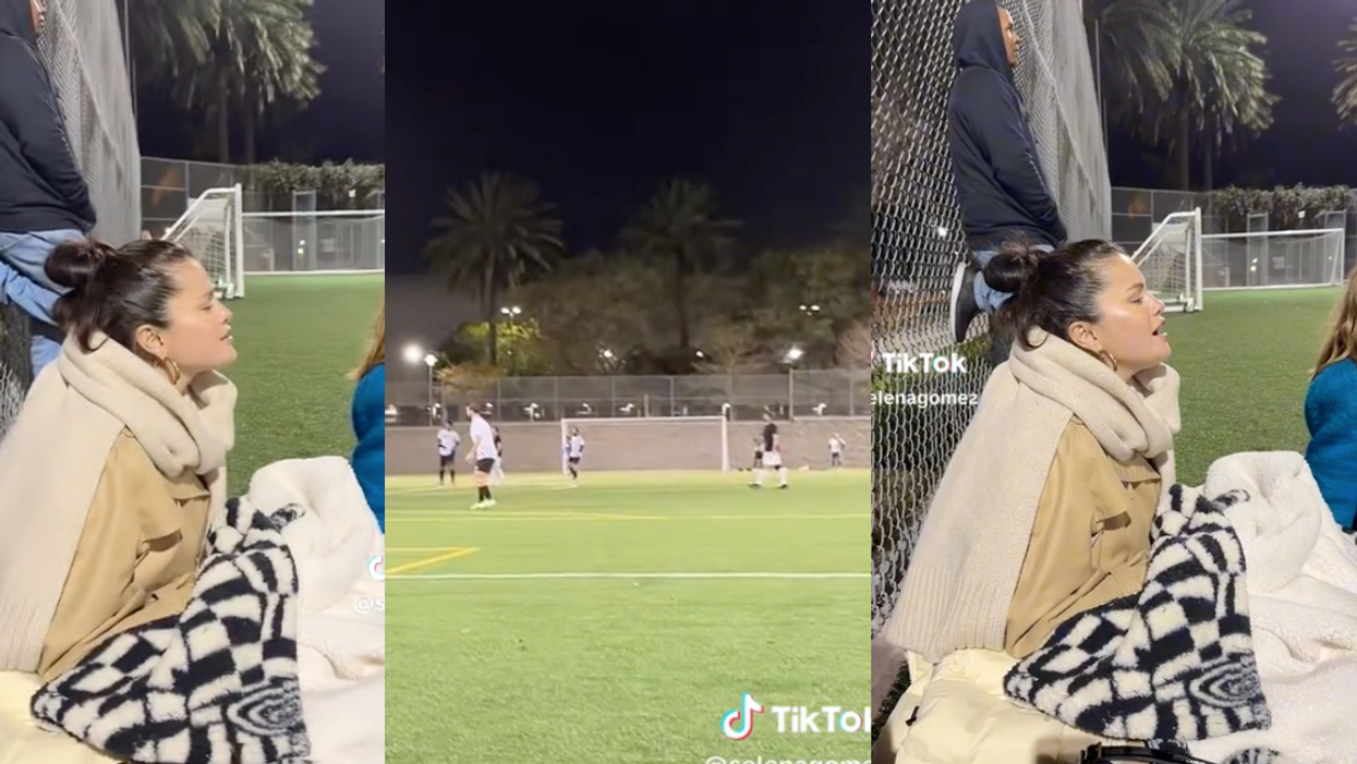 TikTok screenshots of Selena Gomez and soccer players
