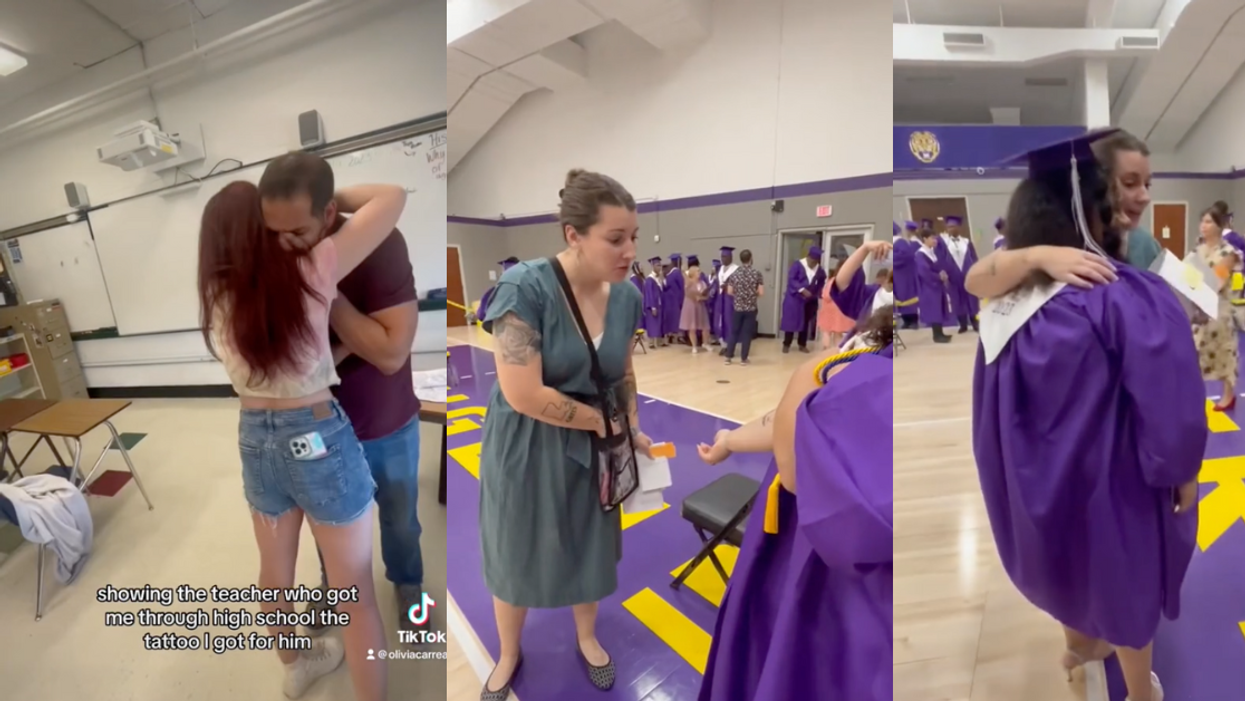 TikTok screenshots of students with teachers