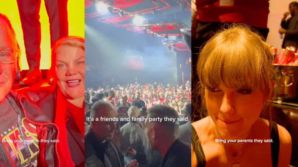TikTok screenshots of Taylor Swift's parents and Taylor Swift at the club