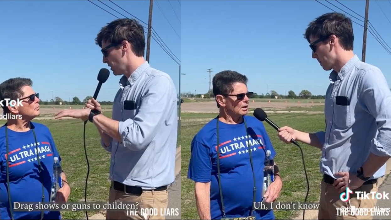 TikTok screenshots of the MAGA fan's interview with The Good Liars