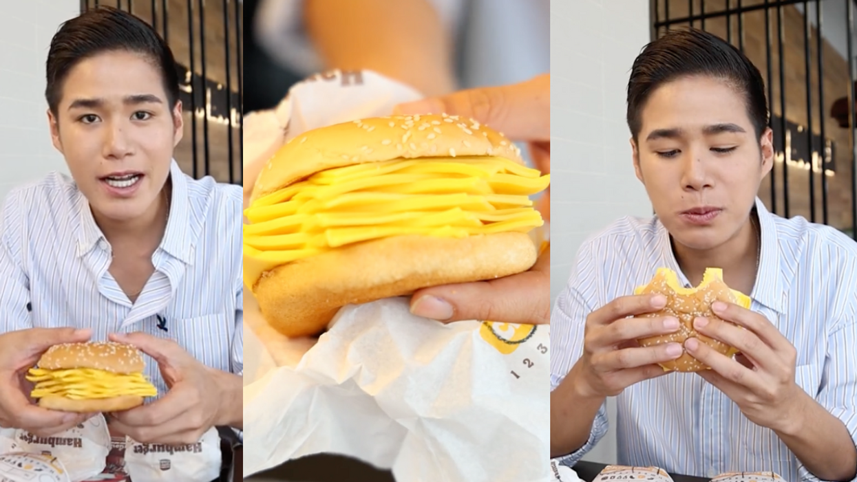 TikTok screenshots of the 'real cheeseburger' from @thefadd_official