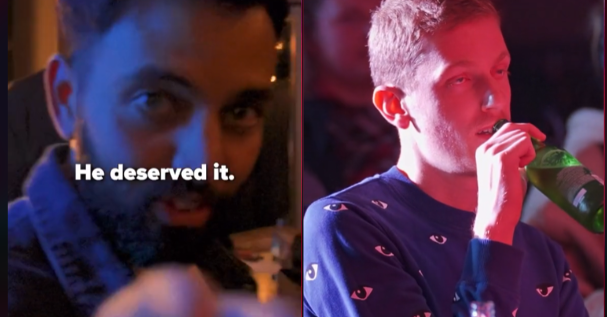 TikTok screenshots with comedian Akaash Singh and British audience member