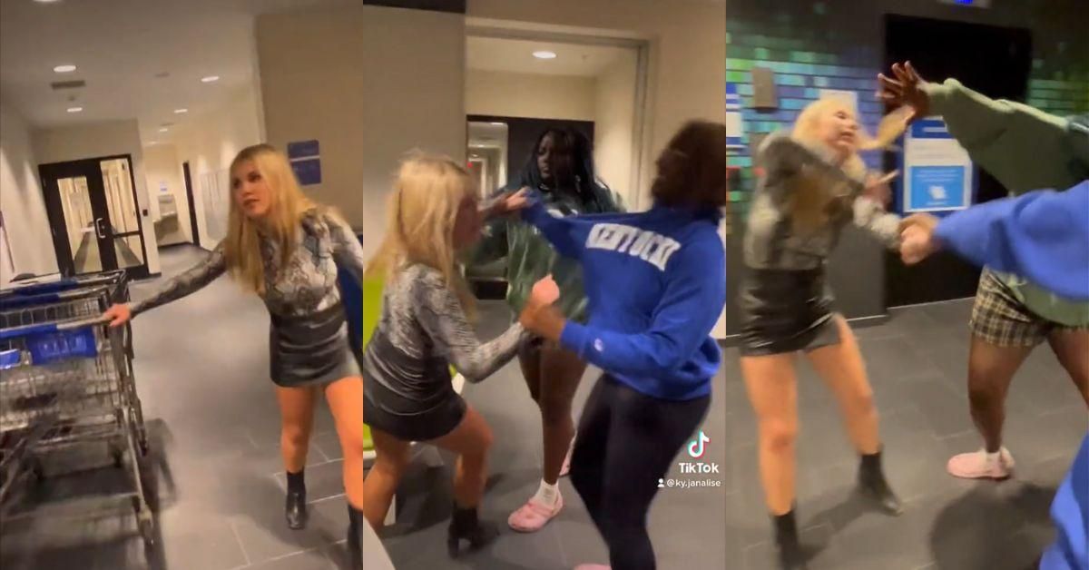 TikTok video screenshots from University of Kentucky student altercation