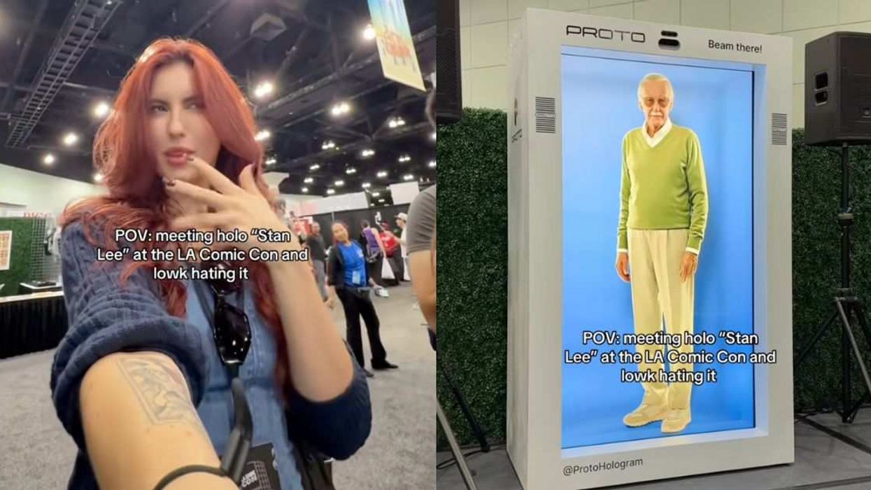 TikToker films Stan Lee’s return as an AI hologram at L.A. Comic Con.