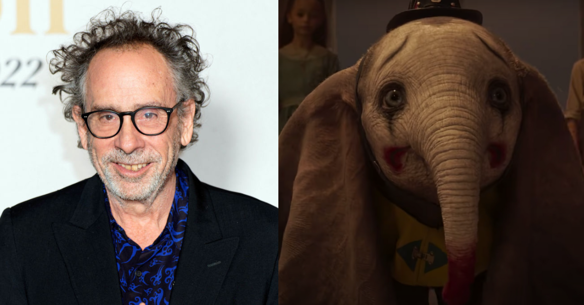 Tim Burton; screenshot of Dumbo character from Burton's live action film