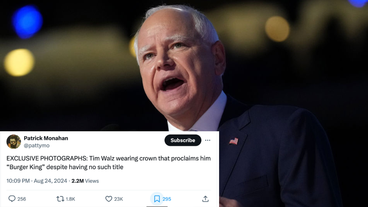 Tim Walz; Screenshot of @pattymo's X post