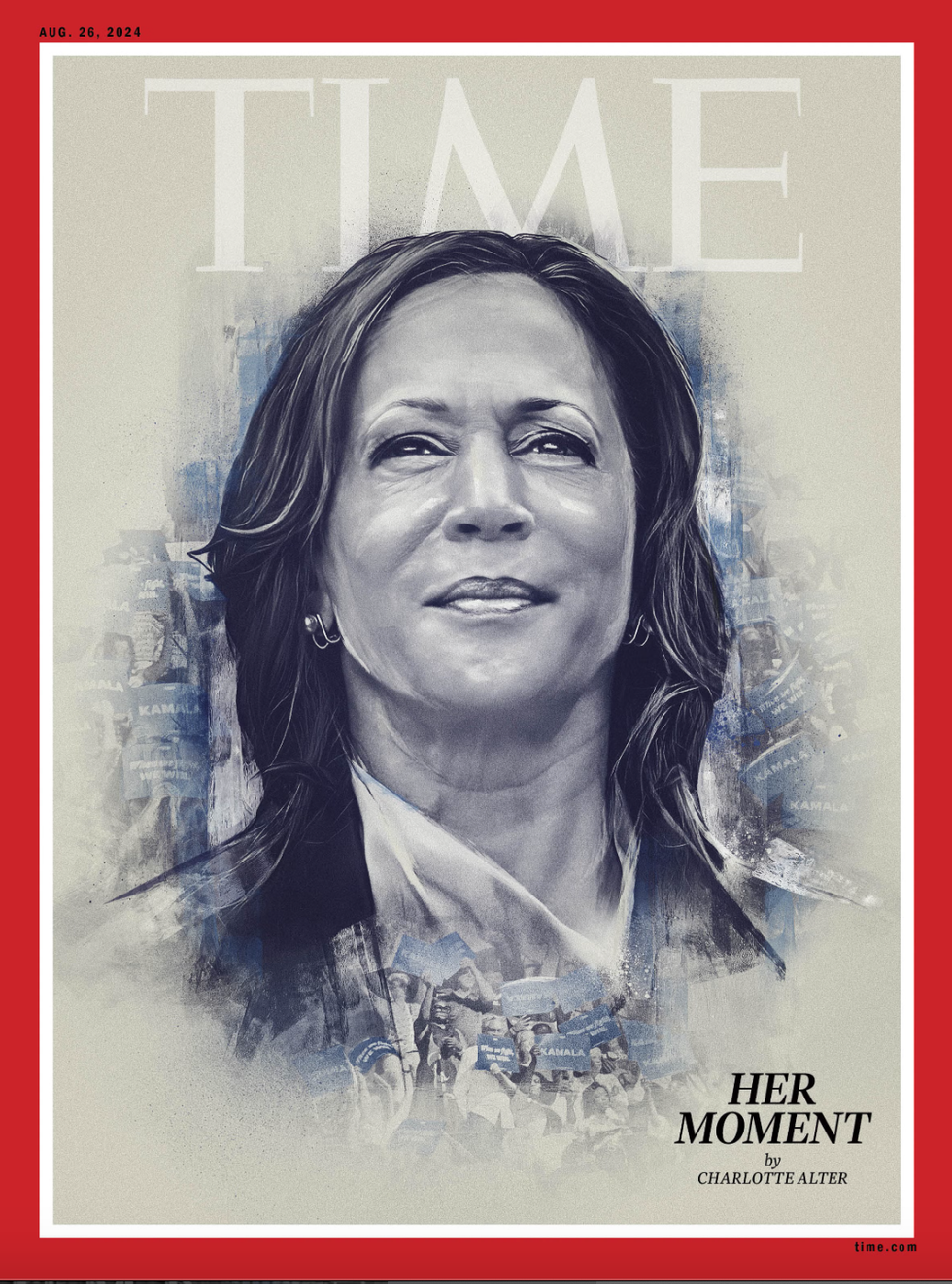 Time Magazine cover featuring portrait of Kamala Harris
