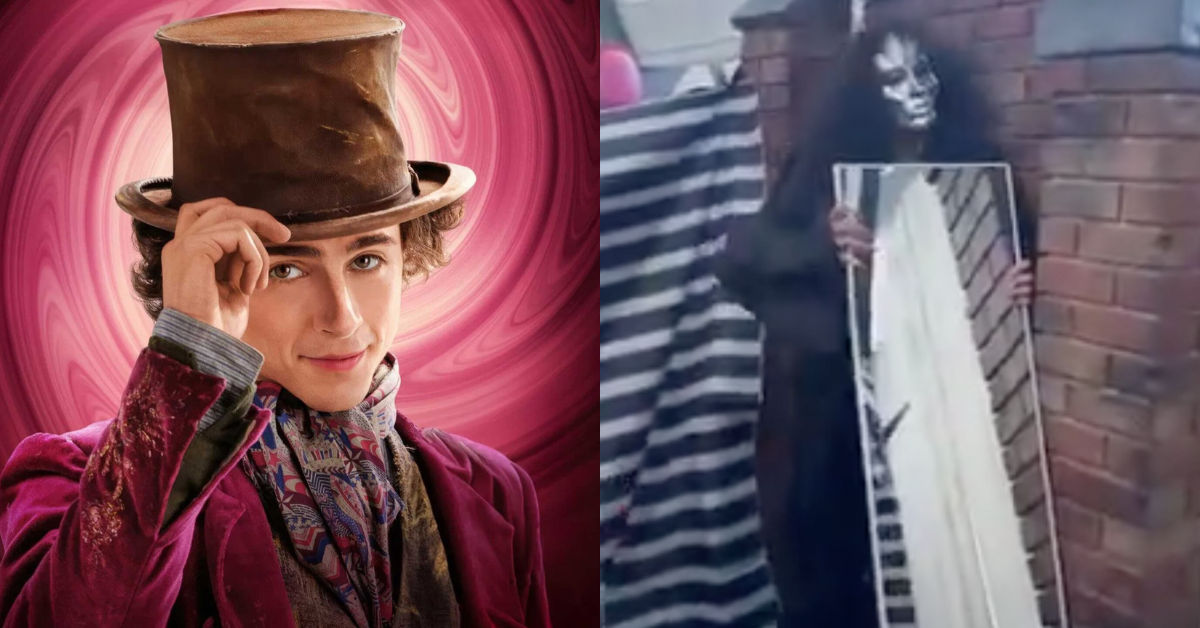 Timotheé Chalamet as Willy Wonka; Screenshot of "The Unknown"