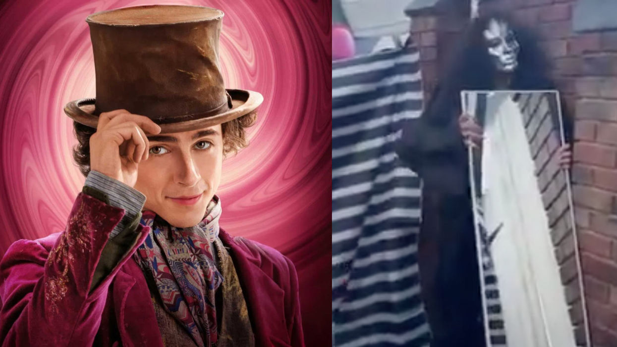 Timotheé Chalamet as Willy Wonka; Screenshot of "The Unknown"