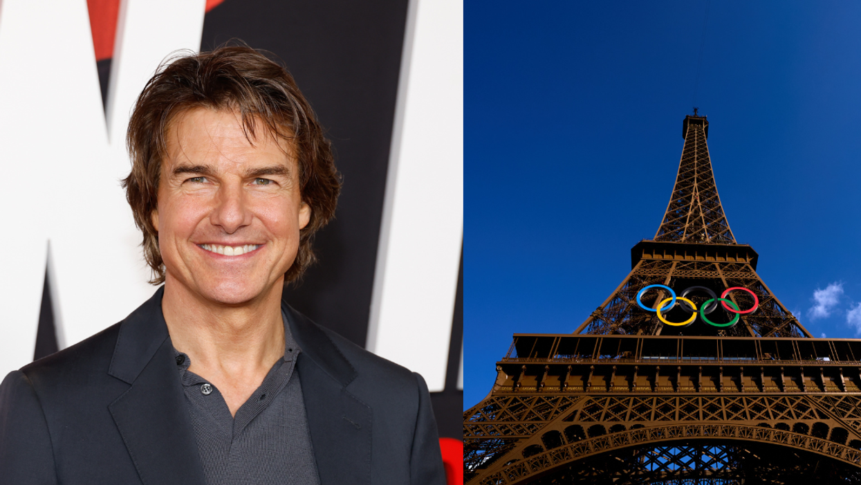 Tom Cruise; Eiffel Tower with Olympic rings
