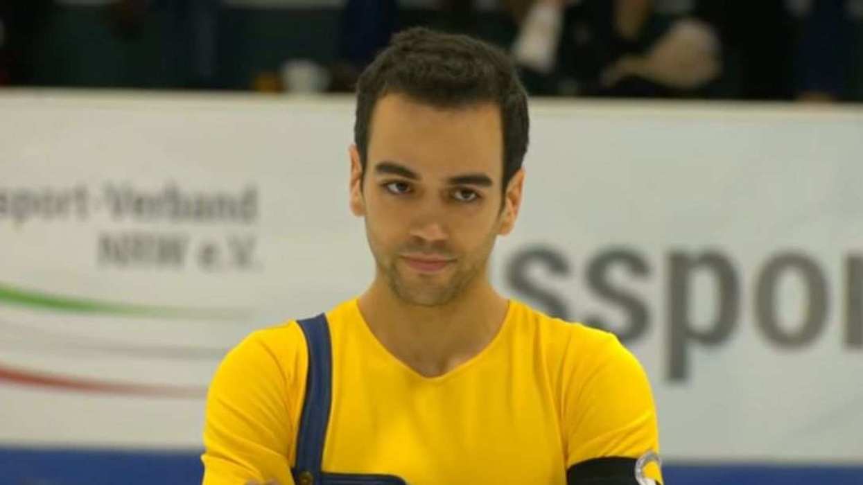 Tomás-Llorenç Guarino Sabaté performs his Minions-inspired routine, complete with a yellow shirt and blue overalls.