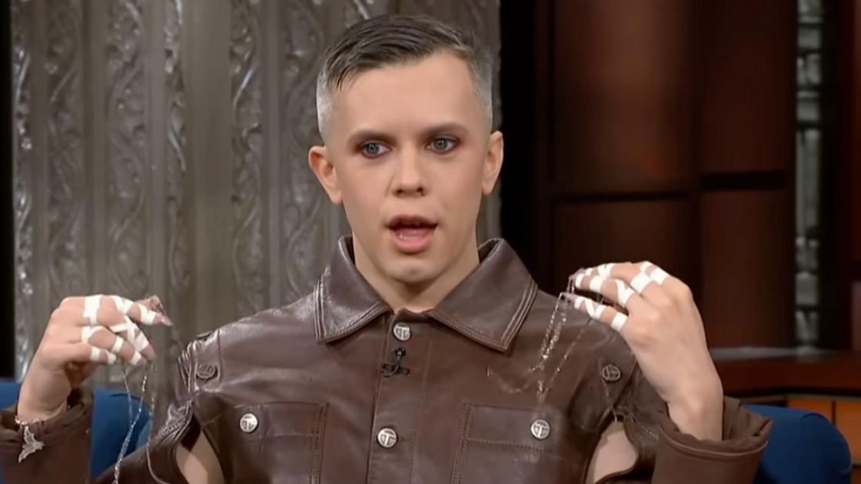 Tony-nominated actor Cole Escola gives his "straight man impression" on The Late Show with Stephen Colbert.