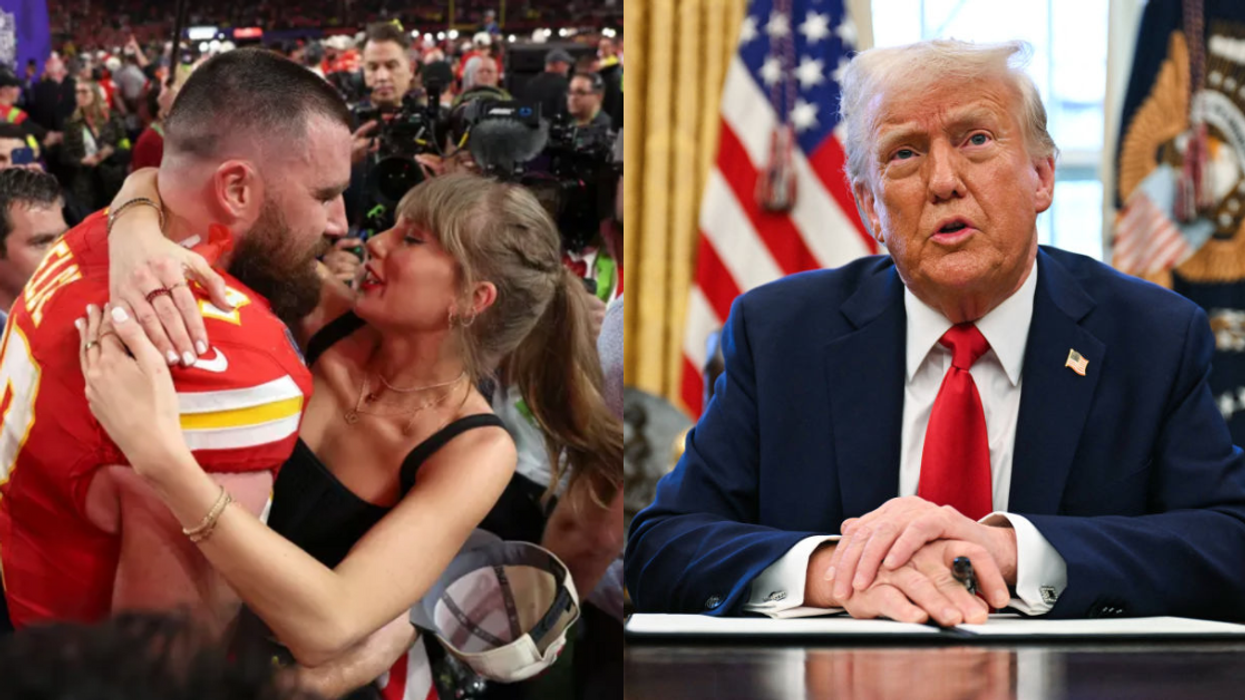 Travis Kelce and Taylor Swift; Donald Trump