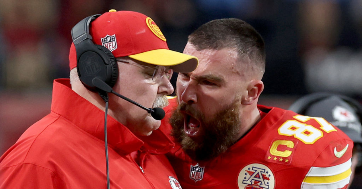 Travis Kelce yelling at Andy Reid