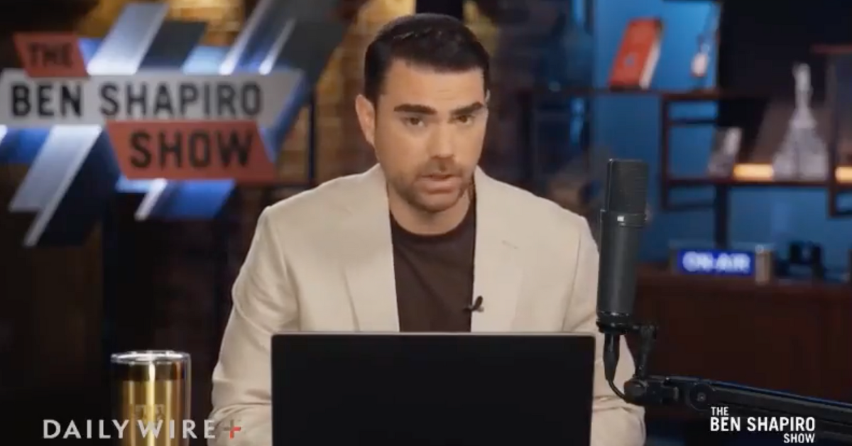 Twitter screenshot of Ben Shapiro during his Daily Wire segment
