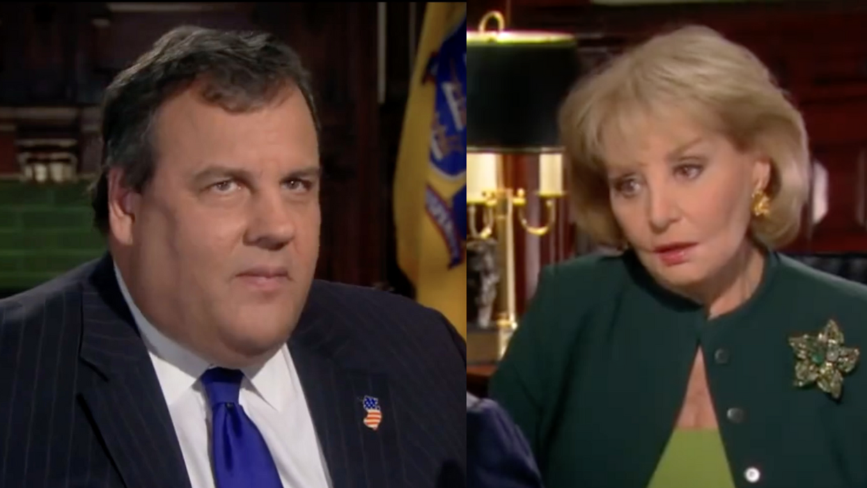 Twitter screenshot of Chris Christie; Twitter screenshot of Barbara Walters