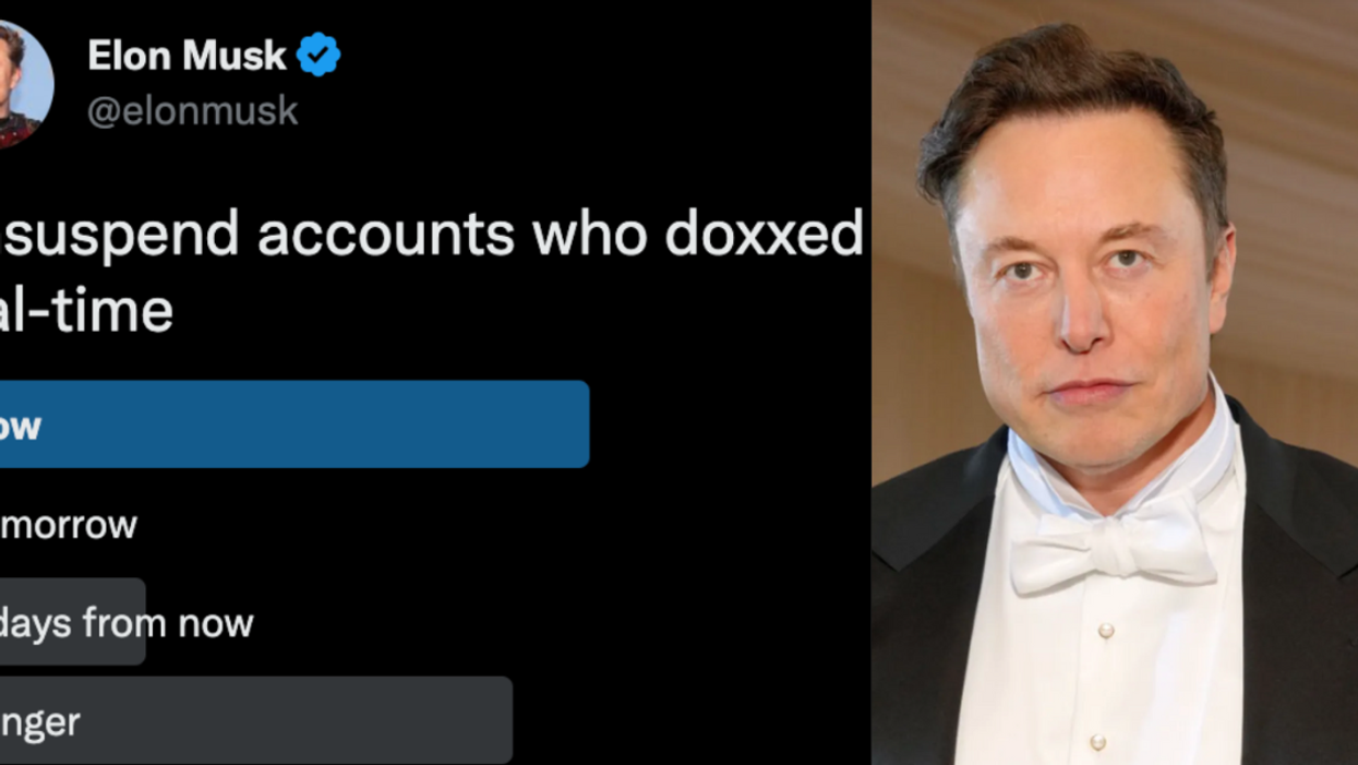 Twitter screenshot of Elon Musk's first Twitter poll; Elon Musk