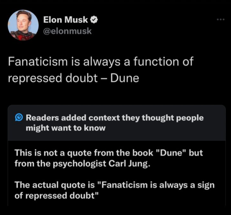Twitter screenshot of Elon Musk's tweet and Twitter's fact-check
