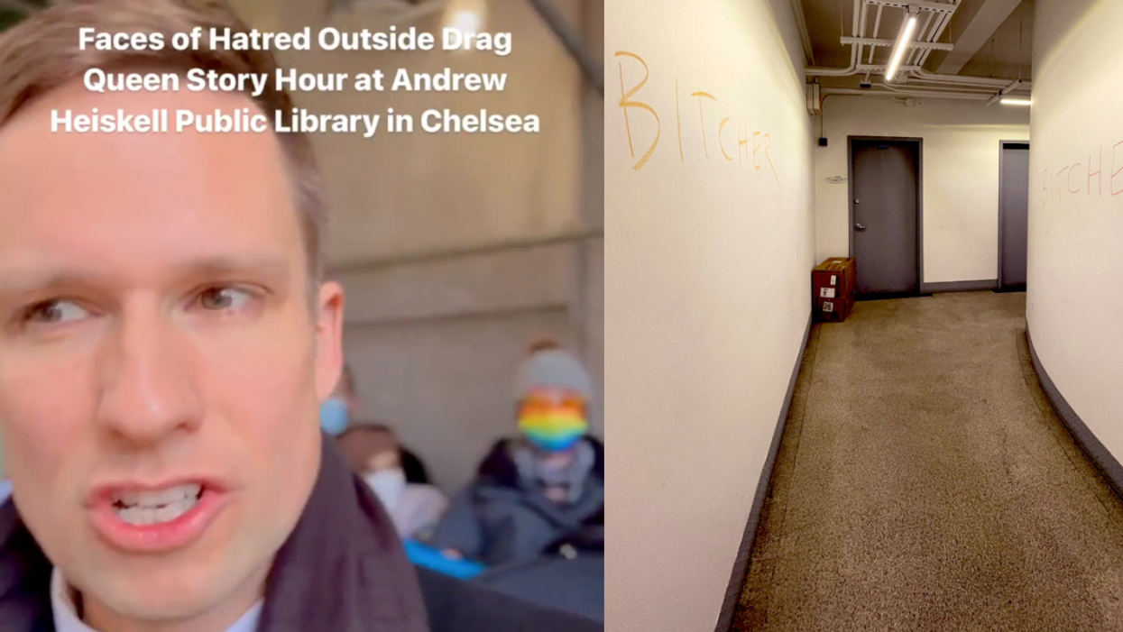 Twitter screenshot of Erik Bottcher; Twitter screenshot of vandalism outside Bottcher's district office