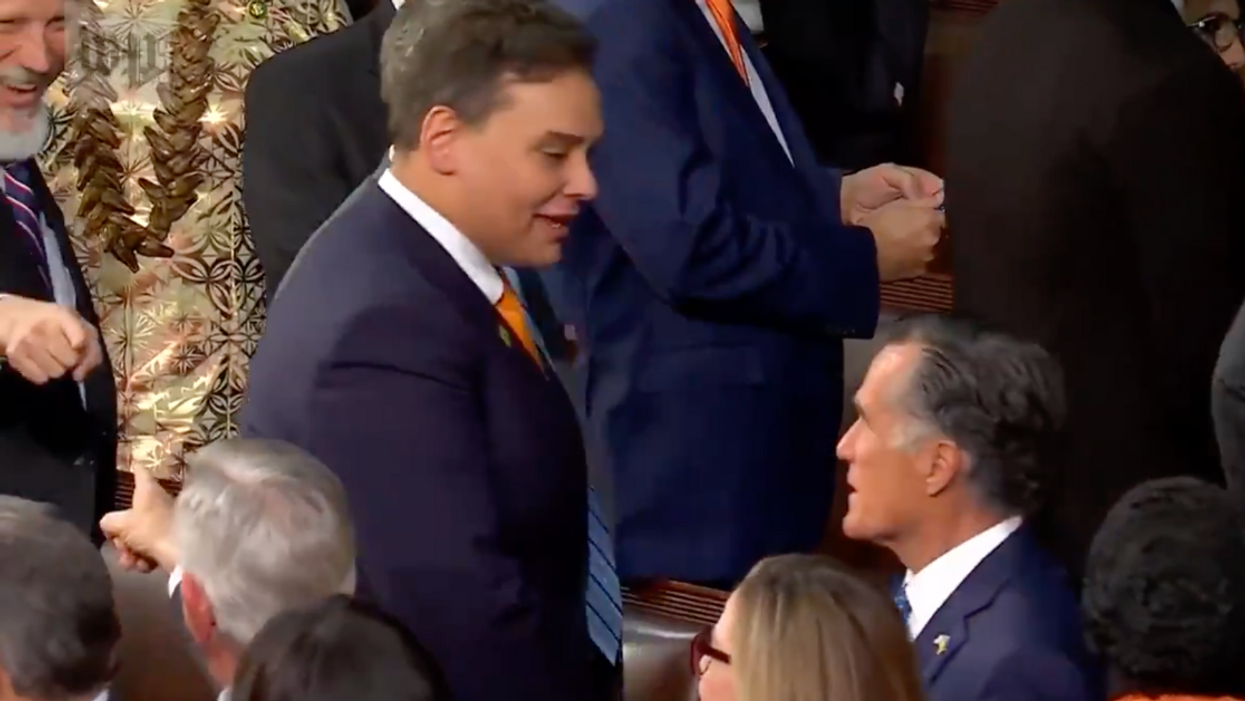 Twitter screenshot of George Santos and Mitt Romney