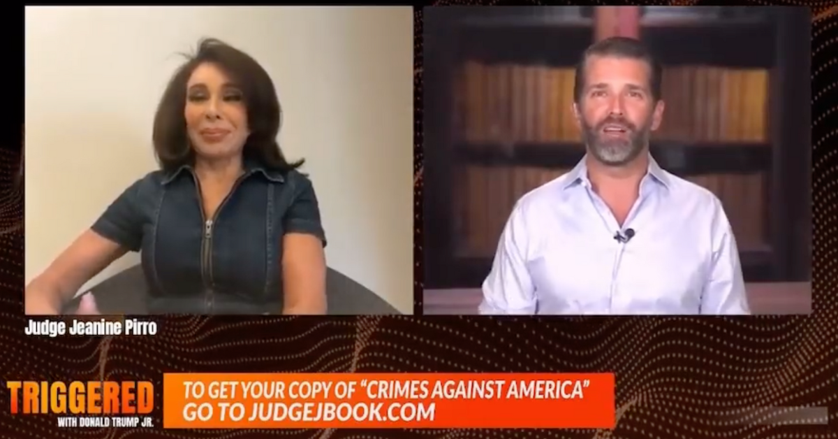Twitter screenshot of Jeanine Pirro and Donald Trump Jr.