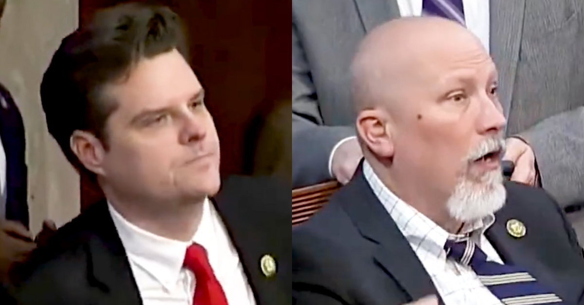 Twitter screenshot of Matt Gaetz; Twitter screenshot of Chip Roy