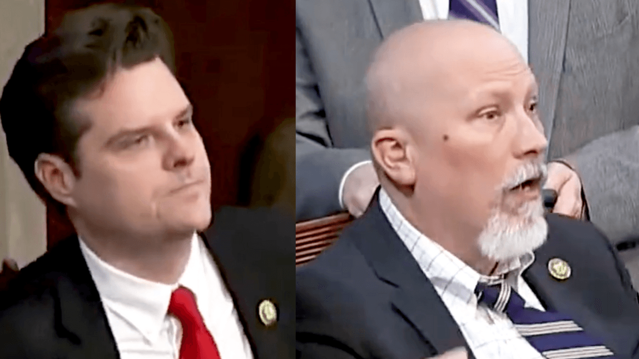 Twitter screenshot of Matt Gaetz; Twitter screenshot of Chip Roy