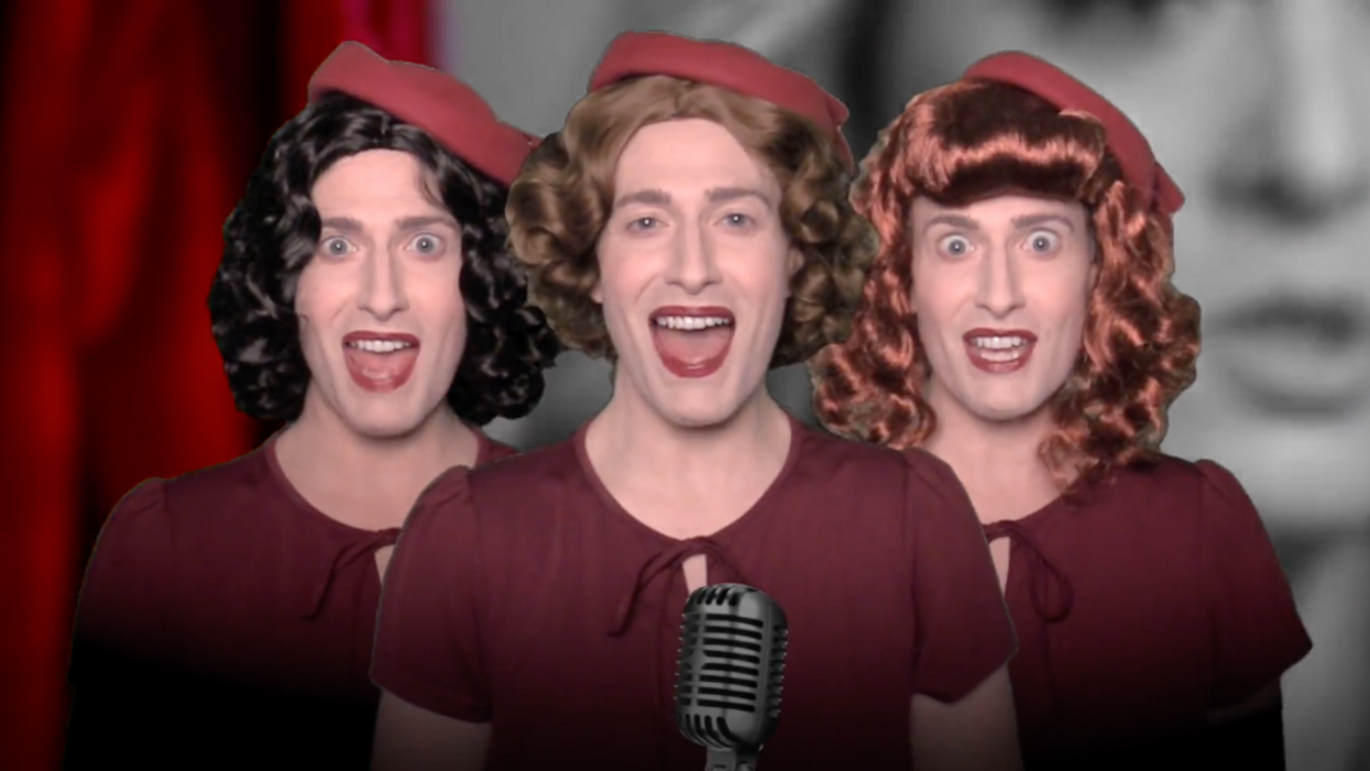 Twitter screenshot of Randy Rainbow performing his "Grumpy Trumpy" parody