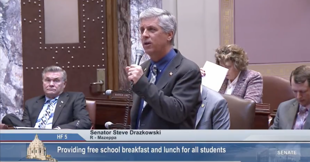 Twitter screenshot of Steve Drazkowski during his remarks on the floor of the Minnesota state Senate