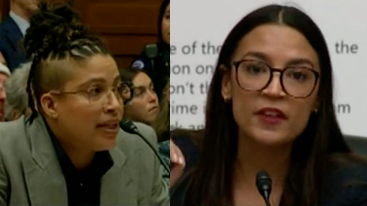 Twitter screenshots of Anika Collier Navaroli and Alexandria Ocasio-Cortez