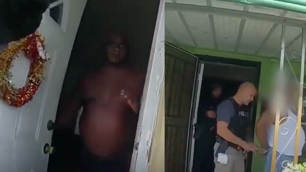 Twitter screenshots of bodycam footage showing the arrests of Ronald Miller and Robert Wood