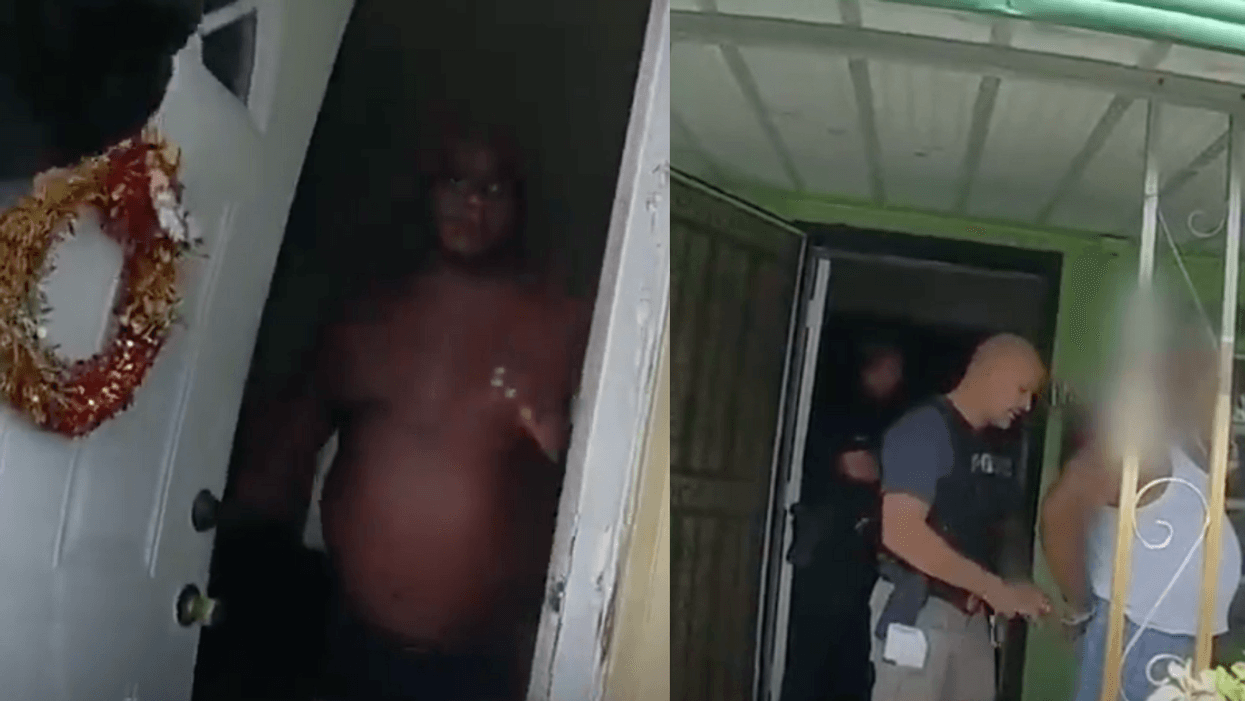 Twitter screenshots of bodycam footage showing the arrests of Ronald Miller and Robert Wood