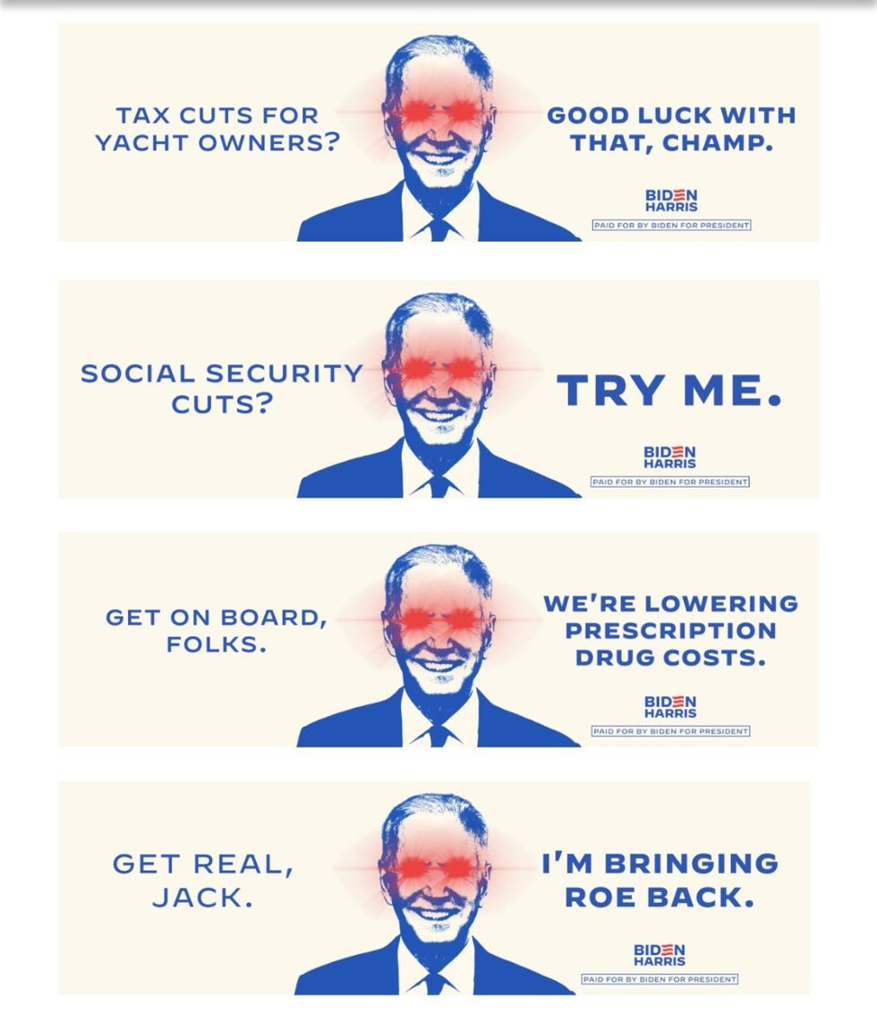Twitter screenshots of Dark Brandon ads