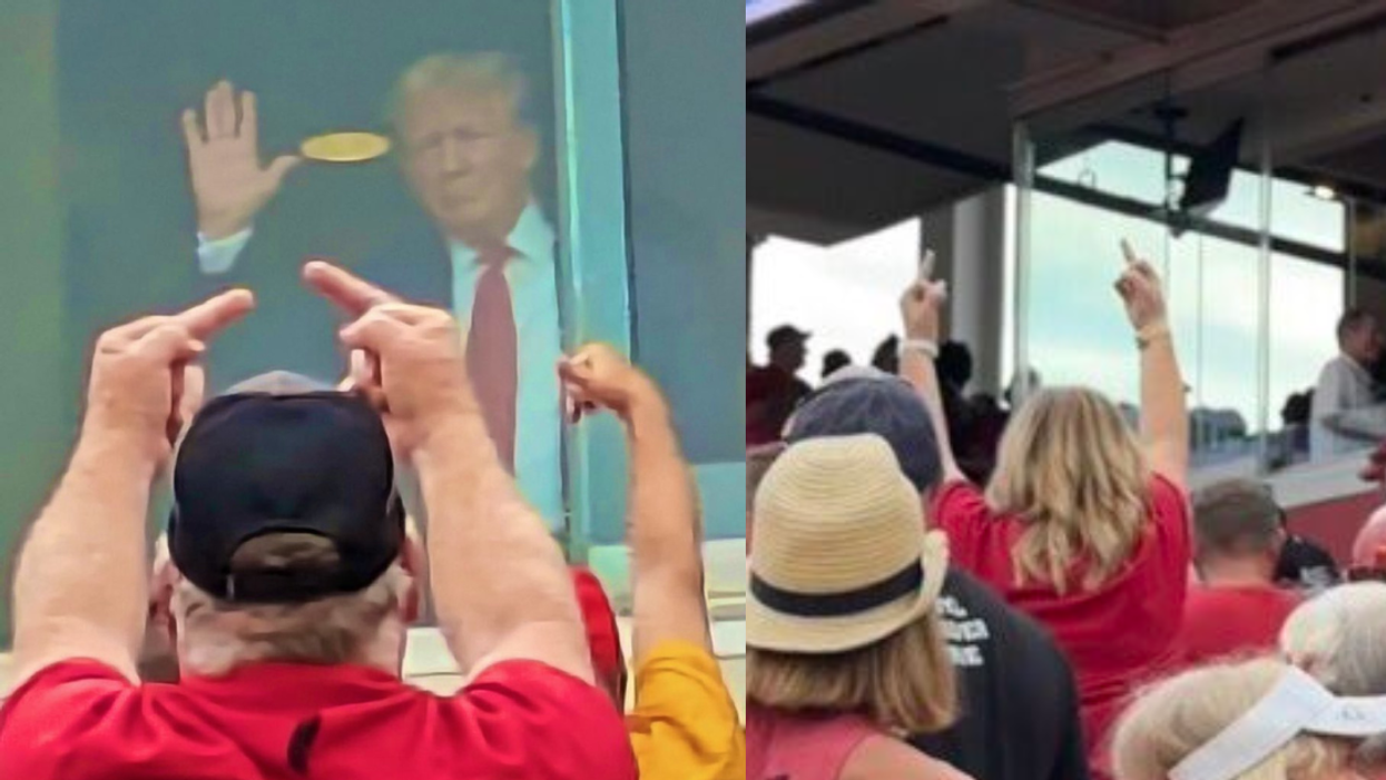 Twitter screenshots of Donald Trump being booed at an Iowa football game