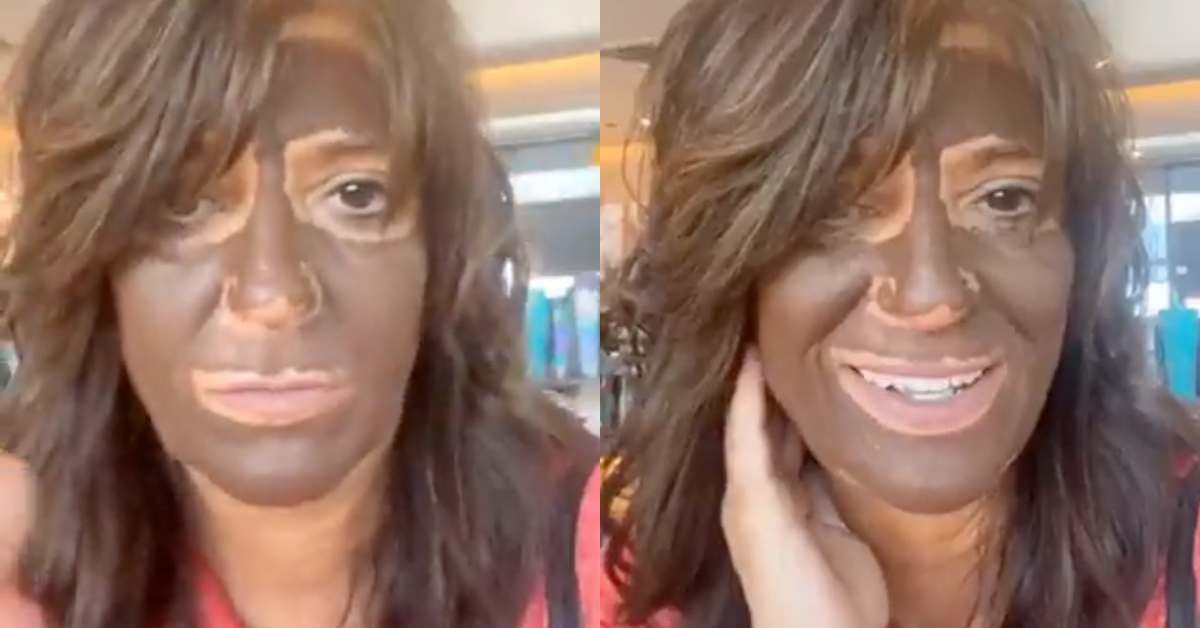Twitter screenshots of Ersilia Campbell in blackface