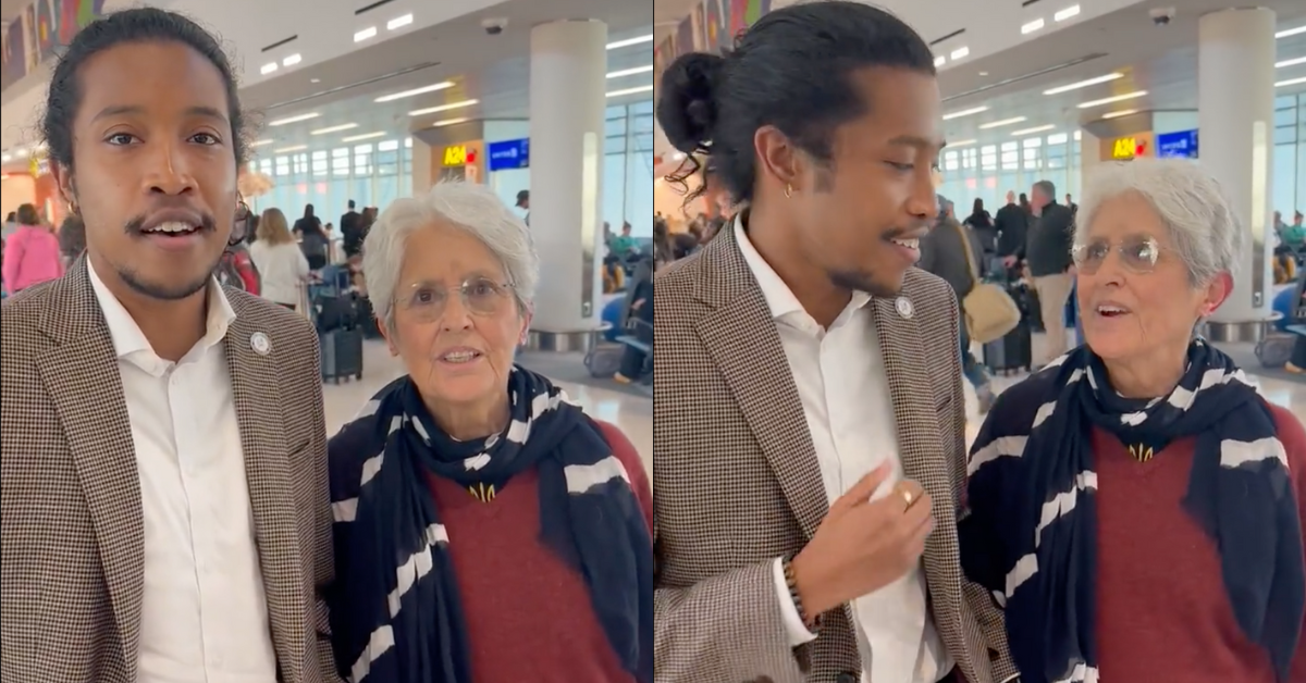 Twitter screenshots of Justin Jones and Joan Baez during their performance
