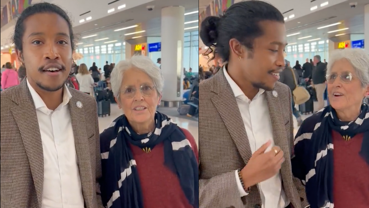 Twitter screenshots of Justin Jones and Joan Baez during their performance