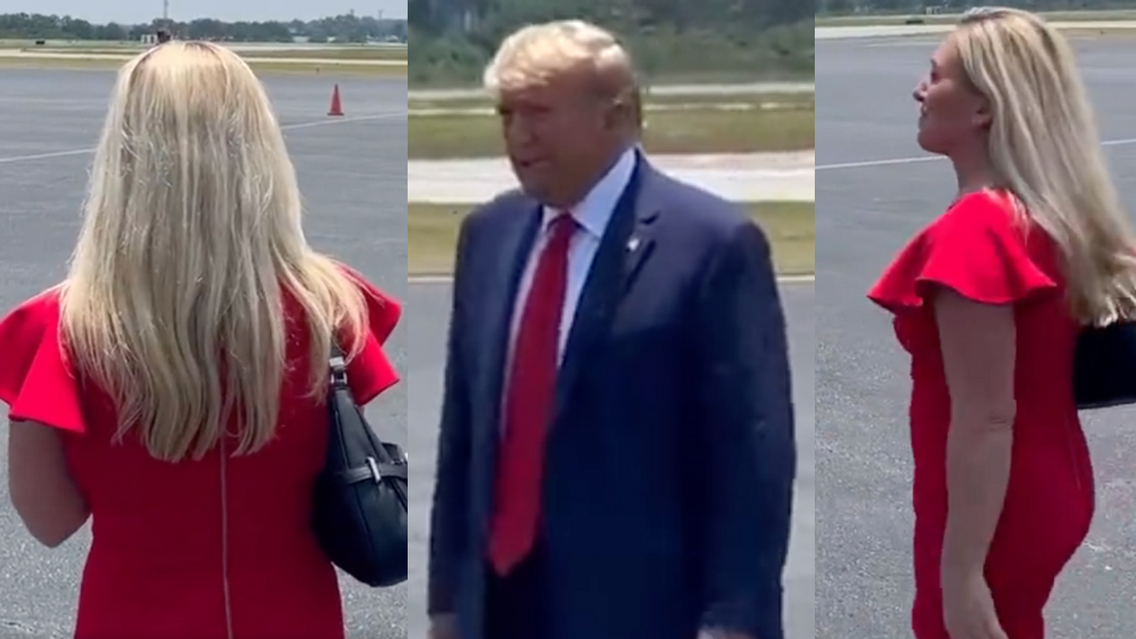 Twitter screenshots of Marjorie Taylor Greene and Donald Trump
