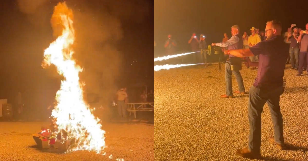 Twitter screenshots of members of the Missouri GOP burning books at their "Freedom Fest"