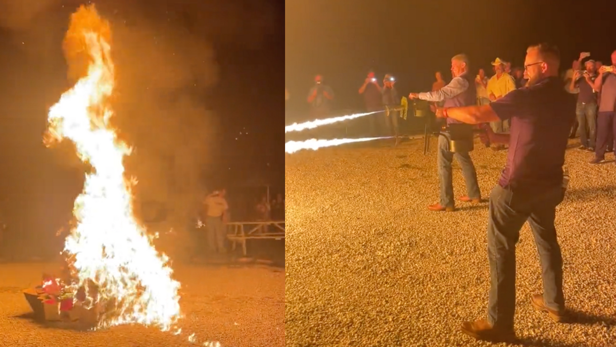 Twitter screenshots of members of the Missouri GOP burning books at their "Freedom Fest"