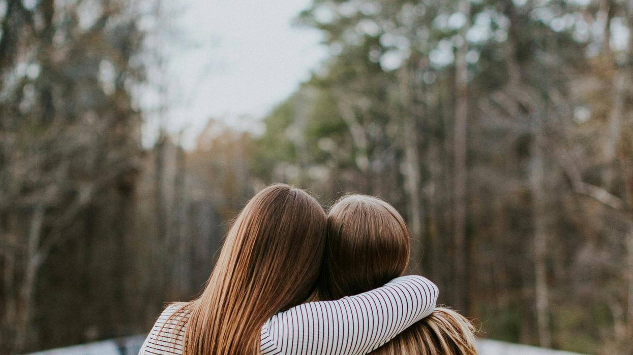 Two best friends hugging